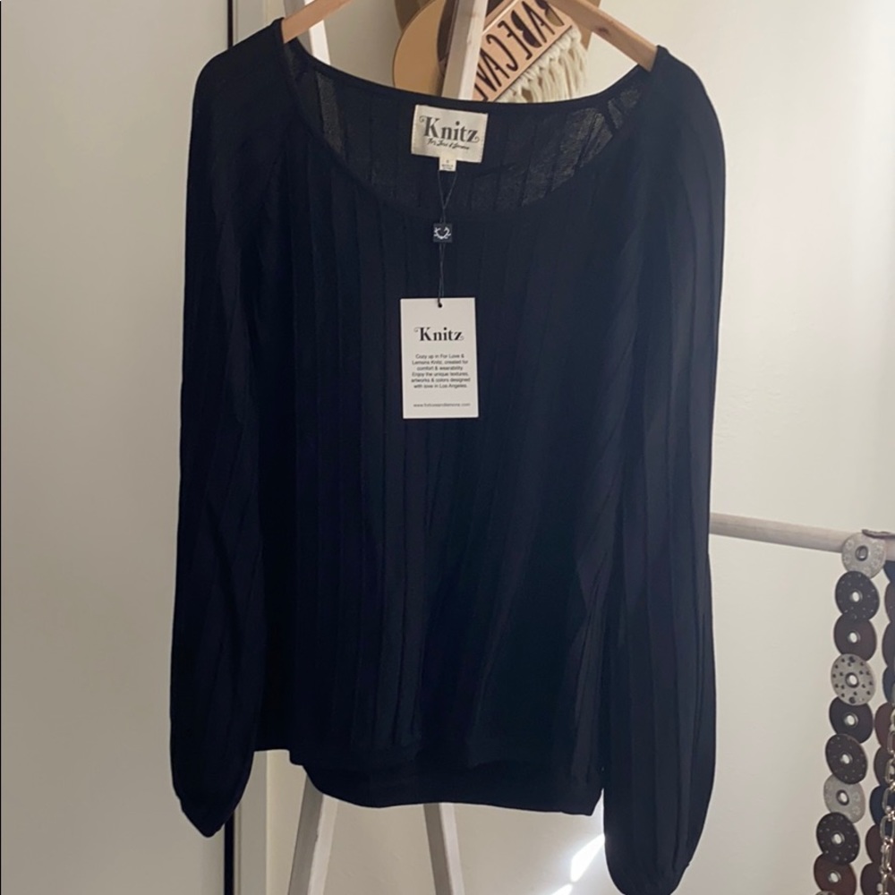 For Love & Lemons Knits Black Sweater Blouse